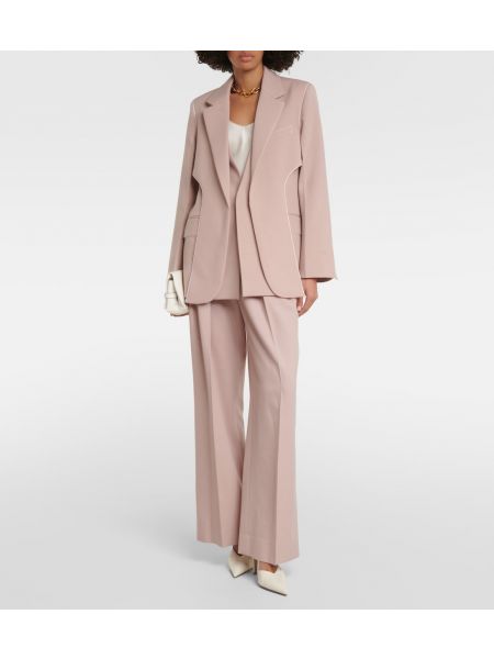 Асимметричный шерстяной пиджак Victoria Beckham розовый