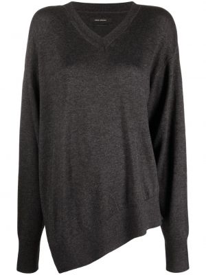 Asimetrični pulover z v-izrezom Isabel Marant siva