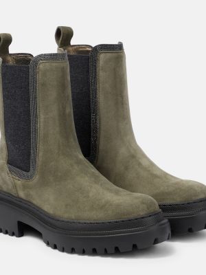 Semišové chelsea boots Brunello Cucinelli zelená