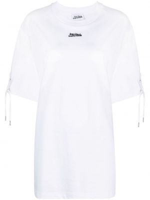Тениска с връзки с принт с дантела Jean Paul Gaultier бяло