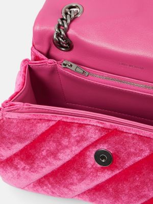 Žametna torbica za čez ramo iz rebrastega žameta Balenciaga roza
