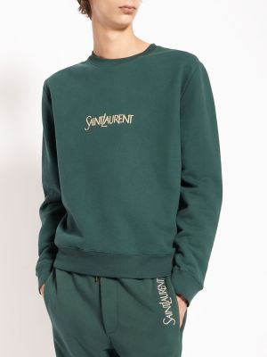 Bombažni pulover Saint Laurent zelena