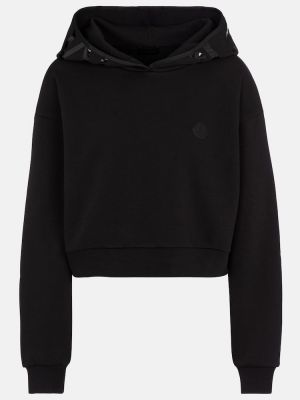 Pamučna hoodie s kapuljačom Moncler crna