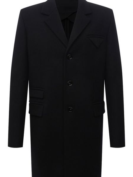 Шерстяное пальто Bottega Veneta черное