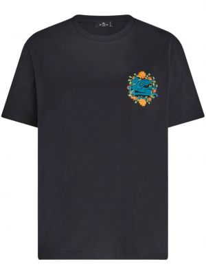 Kokvilnas t-krekls Etro melns