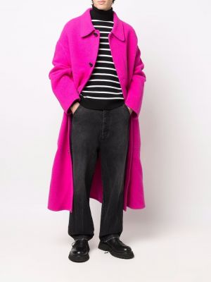 Vilnonis paltas oversize Ami Paris rožinė
