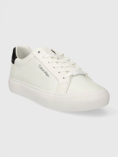 Sneakersy sznurowane koronkowe Calvin Klein białe