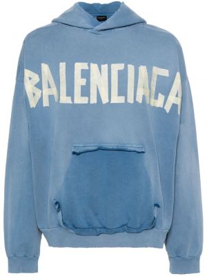 Džemperis su gobtuvu su įbrėžimais Balenciaga mėlyna