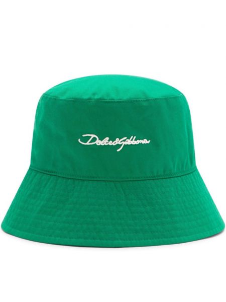 Pălărie de găleată cu broderie Dolce & Gabbana verde