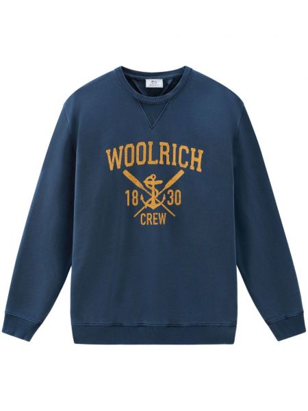 Raštuotas medvilninis džemperis Woolrich mėlyna