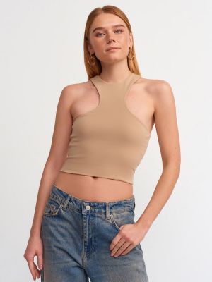 Crop top Dilvin beżowy