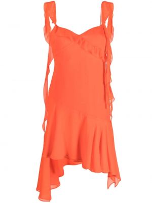 Асиметрична копринена коктейлна рокля от шифон The Andamane оранжево
