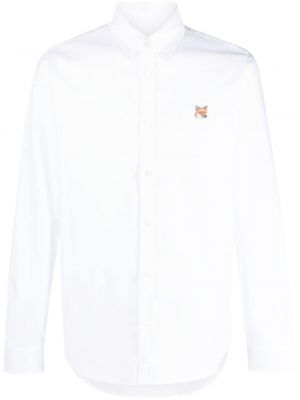 Βαμβακερό πουκάμισο με κέντημα Maison Kitsuné λευκό