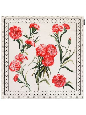 Копринен шал на цветя с принт Dolce & Gabbana бяло