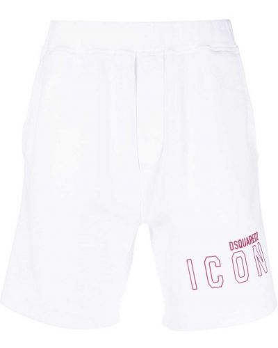 Shorts de sport en coton à imprimé Dsquared2 blanc