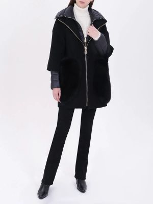 Утепленное пальто с мехом Montecore черное