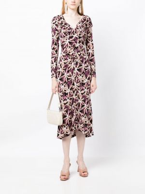 V-kaelusega mustriline lilleline kleit Dvf Diane Von Furstenberg must
