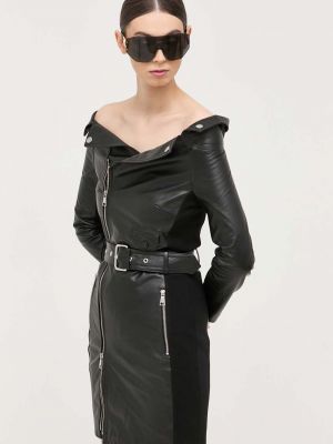 Kožené mini šaty Karl Lagerfeld černé