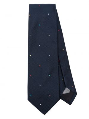 Jedwabny krawat w grochy Paul Smith niebieski