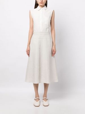 Lněné midi šaty Thom Browne bílé