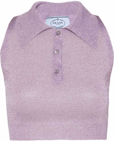 Crop top i stickad Prada rosa