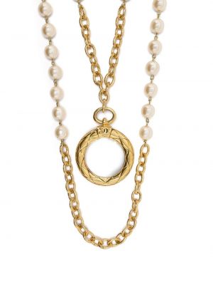 Nyaklánc gyöngyökkel Chanel Pre-owned aranyszínű