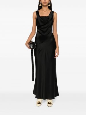 Saténové dlouhá sukně Nanushka černé