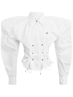 Bombažna oprijeta srajca z vezalkami Vivienne Westwood bela