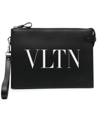 Lær clutch Valentino Garavani svart