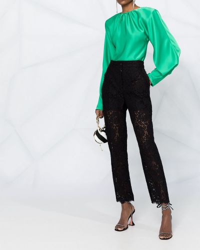 Pantalones rectos con bordado Dolce & Gabbana negro
