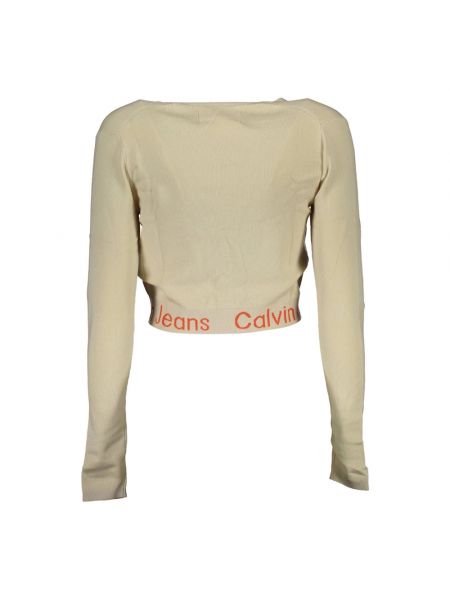 Lyocell strickjacke mit v-ausschnitt Calvin Klein beige