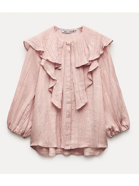Рубашка с рюшами Zara розовая