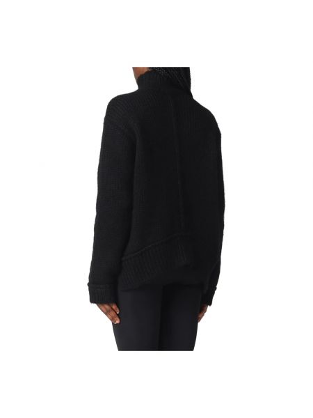 Jersey cuello alto de cuero de lana Tom Ford negro