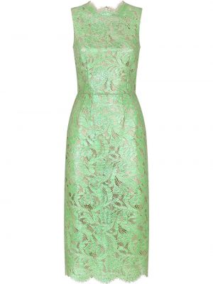 Прозрачна коктейлна рокля с дантела Dolce & Gabbana зелено