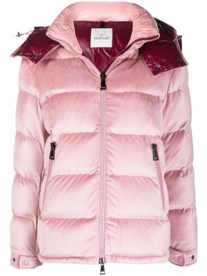 Бархатная дутая куртка Moncler, розовый