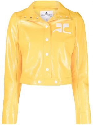 Укороченная куртка с нашивками Courrèges, желтая