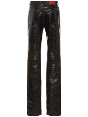 Lakované kožené rovné kalhoty Alessandra Rich černé