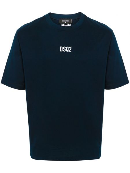 Bavlněné tričko s potiskem Dsquared2 modré