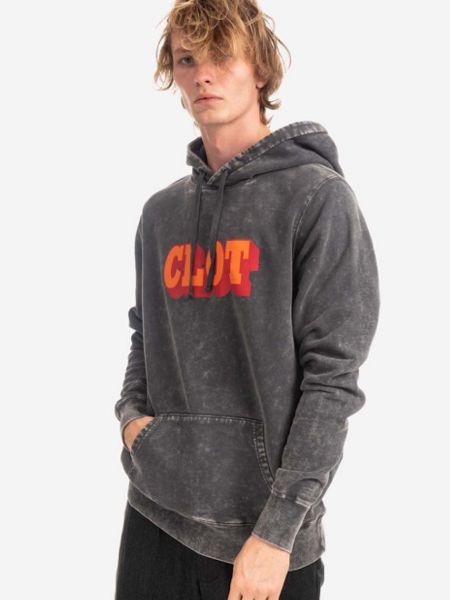 Pamučna hoodie s kapuljačom Clot crna