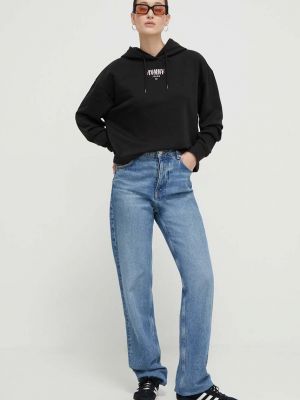 Bluza z kapturem z nadrukiem Tommy Jeans czarna