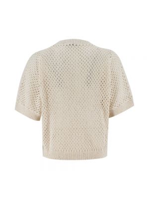 Sweter z krótkim rękawem Peserico beżowy