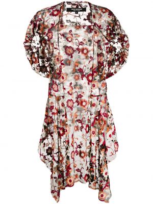 Květinové bavlněné letní šaty s výšivkou Junya Watanabe Comme Des Garçons Pre-owned - černá
