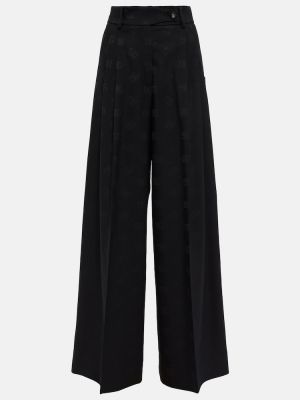 Voľné vlnené rovné nohavice s vysokým pásom Dolce&gabbana čierna