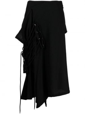 Ασύμμετρη μάλλινη φούστα Yohji Yamamoto μαύρο