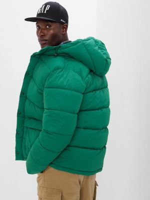 Prešívaná bunda s kapucňou Gap zelená