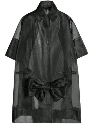 Oversized priehľadný kabát s mašľou Maison Margiela čierna