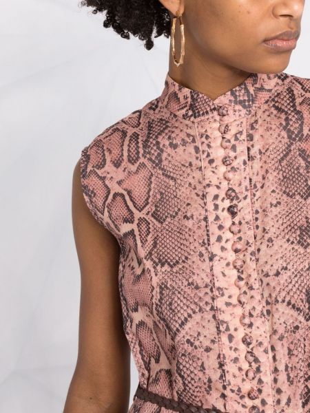 Šaty s potiskem s hadím vzorem Zimmermann růžové