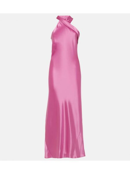 Satin maxi kjole Galvan pink