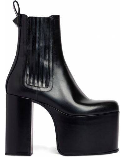 Kožené kotníkové boty na platformě Valentino Garavani černé
