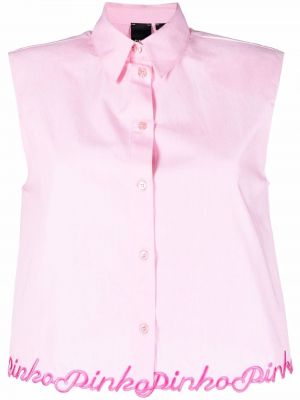 Ermeløs brodert krage bluse Pinko rosa